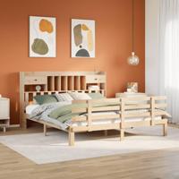 Bed met boekenkast zonder matras massief grenenhout 180x200 cm - thumbnail