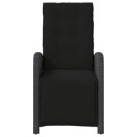 Tuinstoel verstelbaar met voetensteun poly rattan zwart - thumbnail