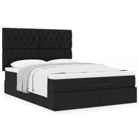 Ottoman bed met matras 140x200cm stof zwart - thumbnail
