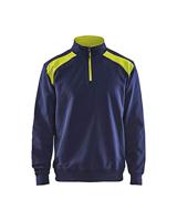 Blåkläder Sweatshirt bicolour met halve rits 33531158 | Marine/High-Vis Geel | Maat XXL - 7330509597163 - thumbnail