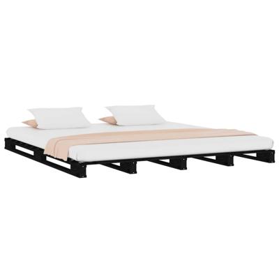 Palletbed massief grenenhout zwart 120x190 cm