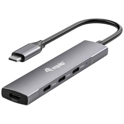 Equip 128963 128963 USB-hub 4 poorten USB-A USB 3.2 Gen1 5 GBit/s Met USB-C stekker Zwart, Zilver