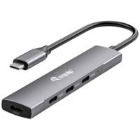Equip 128963 128963 USB-hub 4 poorten USB-A USB 3.2 Gen1 5 GBit/s Met USB-C stekker Zwart, Zilver - thumbnail