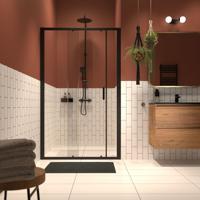 Sealskin Tweedelige schuifdeur in nis helder veiligheidsglas met antikalklaag Inc. 140x200 cm Mat zwart - thumbnail