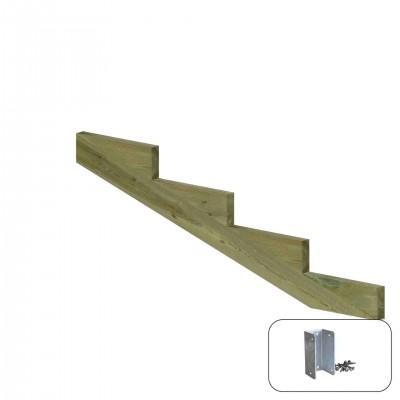 Trapbalk 4 Treden 19º + Montagebeugel