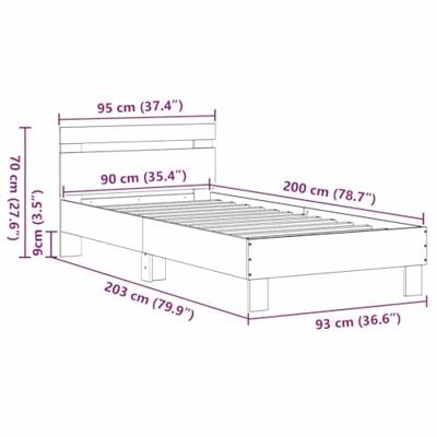 Bedframe met hoofdeinde Oud Hout 90 x 200 cm Bewerkt hout