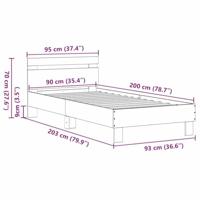 Bedframe met hoofdeinde Oud Hout 90 x 200 cm Bewerkt hout - thumbnail
