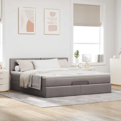 Ottoman bed met matras 160x200cm stof taupe