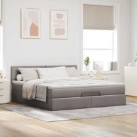 Ottoman bed met matras 160x200cm stof taupe - thumbnail