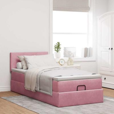 Ottoman bed met matras en LED's 100x200 cm fluweel roze