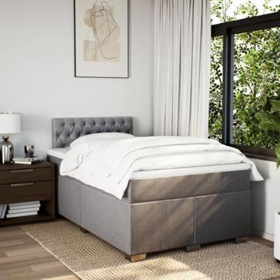 vidaXL Boxspring met matras stof taupe 120x190 cm