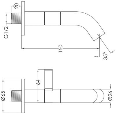 Ben Anello wand fonteinkraan gunmetal