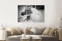 Schilderij -Zebra in het stof, 3 luik, 120x80cm, premium print - thumbnail