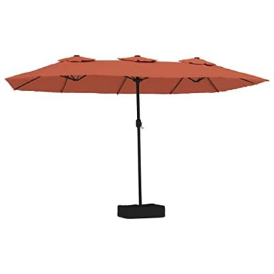 VidaXL Parasol dubbel dak met led 449x265 cm terracottakleurig