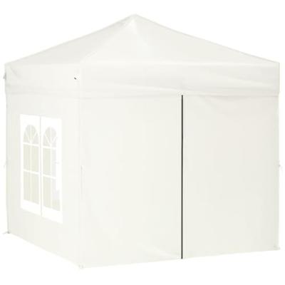 Partytent inklapbaar met zijwanden 2x2 m crmekleurig - thumbnail