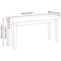 Bank 90 cm massief hout rubber - thumbnail