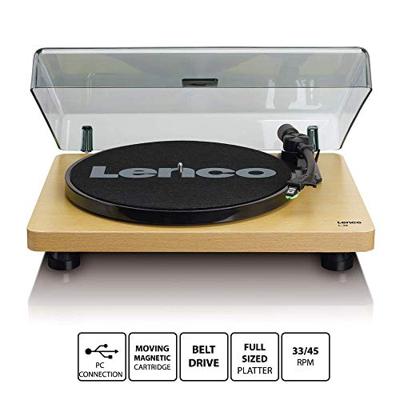 Lenco L-30 houten draaitafel met riem aangedreven draaitafel - draaitafels (riemaangedreven draaitafel, 33,45 tpm, 30 cm) Zwart