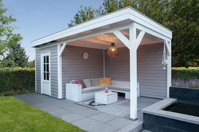 Trendhout Overkapping Casa 485x330 cm- Plat dak- Onbehandeld lariks Douglas hout- Trendhout