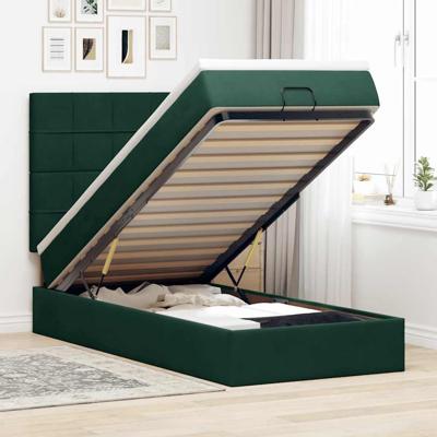 Ottoman bed met matrassen 100x200cm fluweel donkergroen