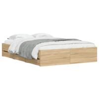 Bedframe met lades bewerkt hout sonoma eikenkleurig 120x190 cm - thumbnail