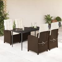 5-delige Tuinset met kussens poly rattan bruin - thumbnail
