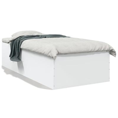 Bedframe bewerkt hout wit 75x190 cm - thumbnail