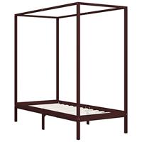 Hemelbedframe massief grenenhout donkerbruin 100x200 cm - thumbnail