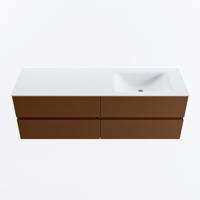 MONDIAZ VICA 150cm badmeubel onderkast Rust 4 lades. Wastafel CLOUD rechts 1 kraangat, kleur Talc. - thumbnail