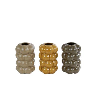 Vaas Bram S beige/amber/d. grijs a3 aardew 9x9x13cm