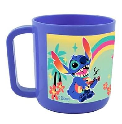 Serviesset - FUN HOUSE - STITCH AND ANGEL - Glas, bord Ø22 cm en Ø16 cm, bestek, waterfles en snackdoosje