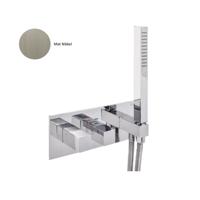 Inbouw Douchekraan Sanimex Giulini Thermostatisch 1-Uitgang Vierkant Incl. Handdouche En BOX Inbouwdeel Mat Nikkel - thumbnail