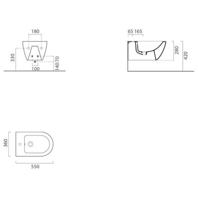 Wandcloset Sapho Pura ExtraGlaze 36x55 cm Wit