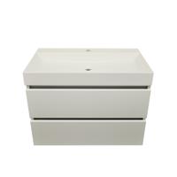 Badmeubel Xellanz Zaro met Kunstmarmer Wastafel 1 Kraangat 80 cm Glans Wit Xellanz - thumbnail