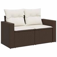 5-delige Loungeset met kussens poly rattan bruin - thumbnail