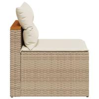 Tuinbanken 2 st zonder armleuning met kussens poly rattan beige - thumbnail