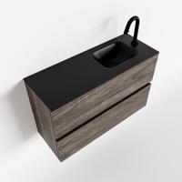 MONDIAZ ADA 80cm toiletmeubel dark brown. LEX wastafel urban rechts 1 kraangat - thumbnail