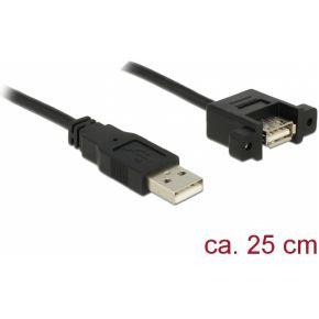 Delock 85462 USB-kabel USB 2.0 USB-A stekker, USB-A bus 0.25 m Zwart Vergulde steekcontacten