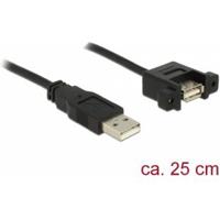 Delock 85462 USB-kabel USB 2.0 USB-A stekker, USB-A bus 0.25 m Zwart Vergulde steekcontacten - thumbnail