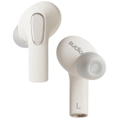 Sudio E3 wit, draadloze oordopjes met Bluetooth 5.3, hybride ANC, microfoon, AAC-codec, 30 uur speeltijd, draadloos opladen en USB Type-C opladen, IPX4 spatwaterdicht