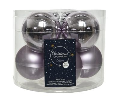 Kerstballen Glas Ø7cm Lila 8st