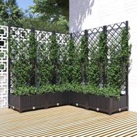 VidaXL Plantenbak met latwerk 120x120x121,5 cm polypropeen zwart - thumbnail