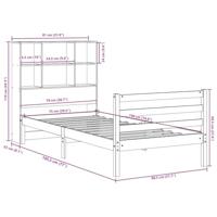 Bed met boekenkast zonder matras massief hout wasbruin 75x190cm - thumbnail