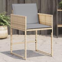 Tuinstoelen 4 st met kussens poly rattan gemengd beige - thumbnail
