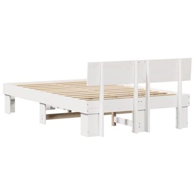 Bedframe met hoofdeinde Wit 120 x 190 cm Massief grenenhout