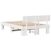 Bedframe met hoofdeinde Wit 135 x 190 cm Massief grenenhout - thumbnail