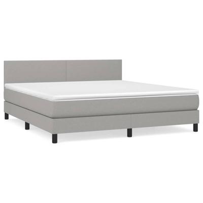 Boxspring met matras stof lichtgrijs 160x200 cm