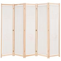 Kamerscherm met 5 panelen 200x170x4 cm stof crème - thumbnail