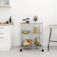 VidaXL Opbergrek met wielen 3-laags 150 kg 60x35x81 cm chroomkleurig - thumbnail