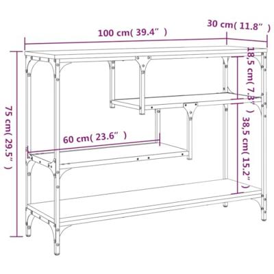 Wandtafel 100x30x75 cm bewerkt hout grijs sonoma eikenkleurig