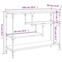 Wandtafel 100x30x75 cm bewerkt hout grijs sonoma eikenkleurig - thumbnail
